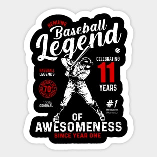 11th Birthday Gift Baseball Legend 70 Years Sticker